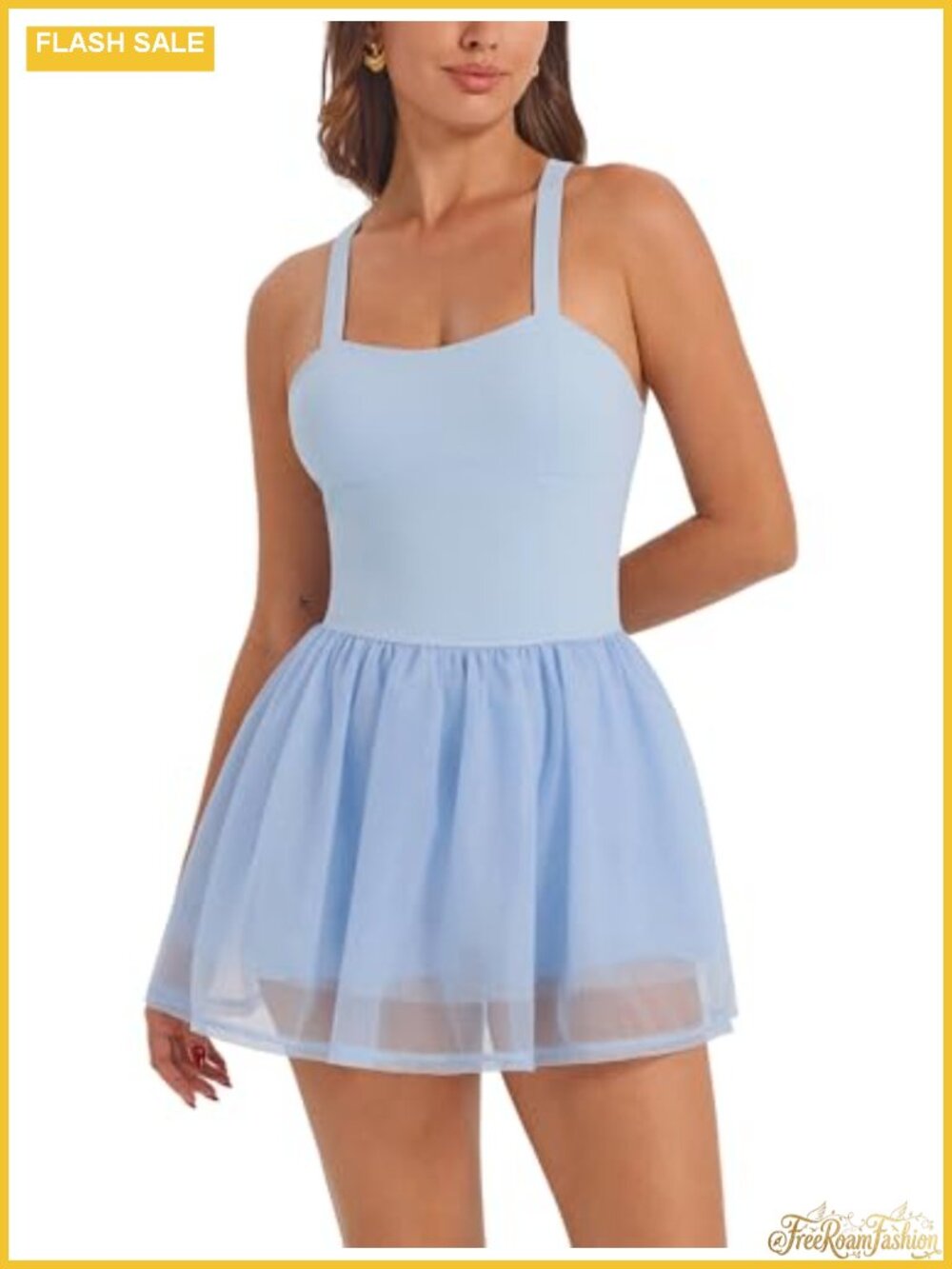 Women's Tennis Dress with Built-In Bra, Shorts & Pocket, Sleeveless Athletic